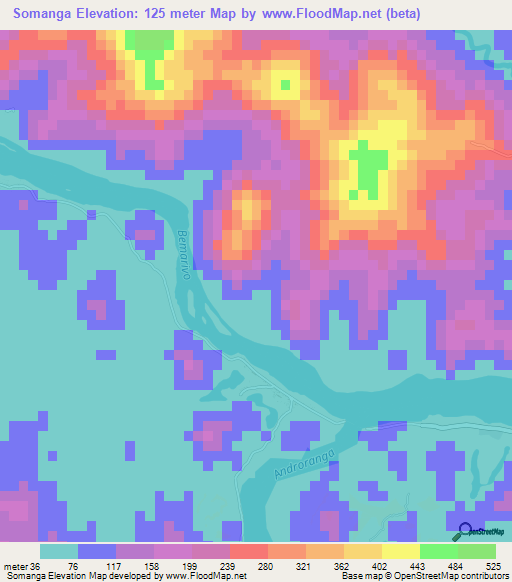 Somanga,Madagascar Elevation Map