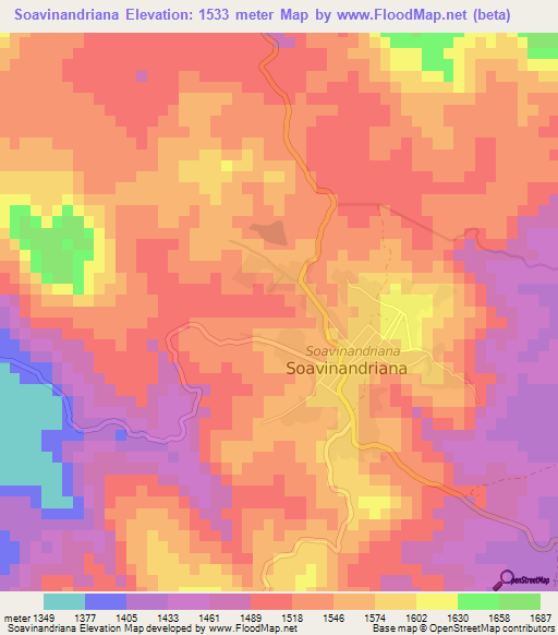Soavinandriana,Madagascar Elevation Map