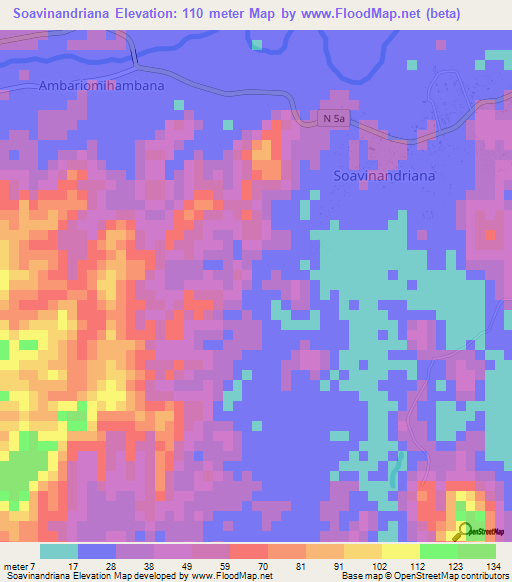 Soavinandriana,Madagascar Elevation Map