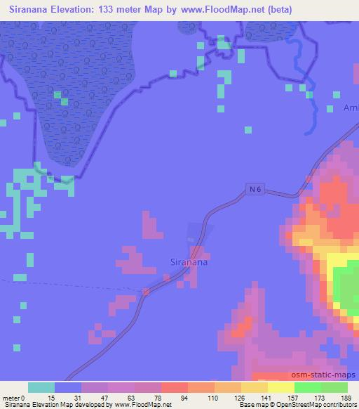 Siranana,Madagascar Elevation Map