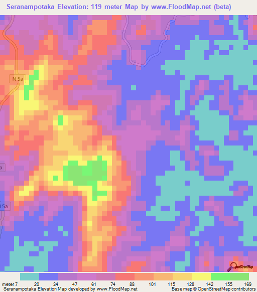 Seranampotaka,Madagascar Elevation Map
