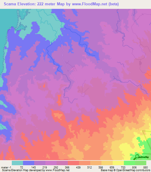 Scama,Madagascar Elevation Map