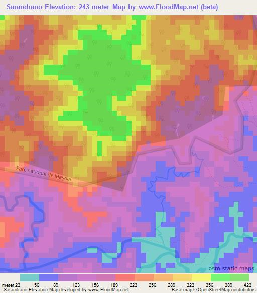 Sarandrano,Madagascar Elevation Map