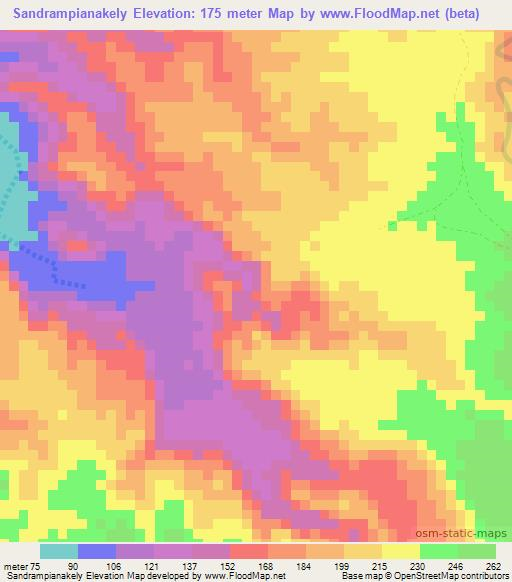 Sandrampianakely,Madagascar Elevation Map