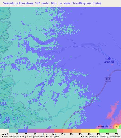 Sakoalahy,Madagascar Elevation Map