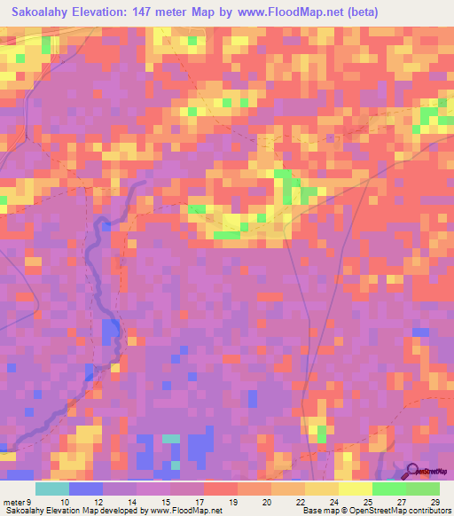 Sakoalahy,Madagascar Elevation Map