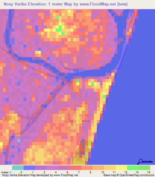 Nosy Varika,Madagascar Elevation Map