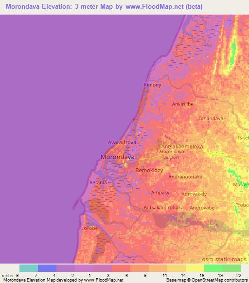 Morondava,Madagascar Elevation Map