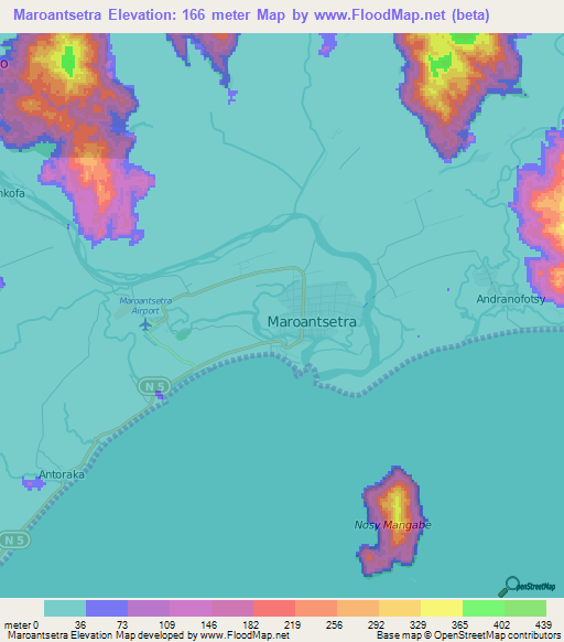 Maroantsetra,Madagascar Elevation Map