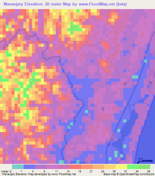 Mananjary,Madagascar Elevation Map