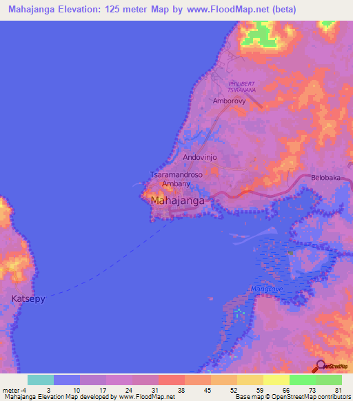 Mahajanga,Madagascar Elevation Map