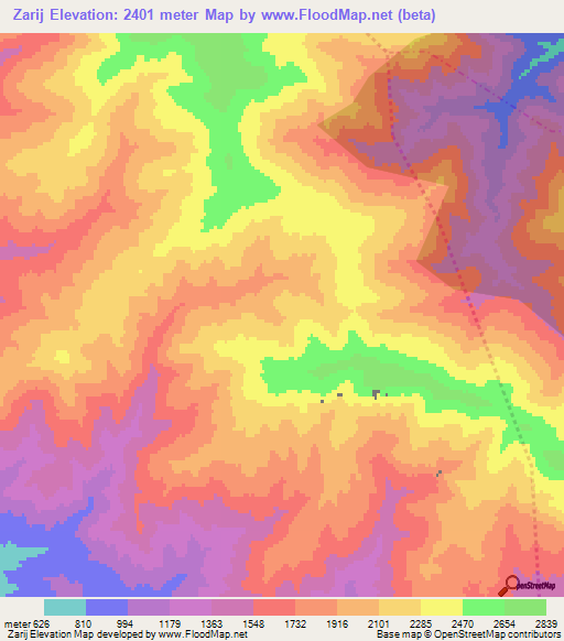 Zarij,Iran Elevation Map