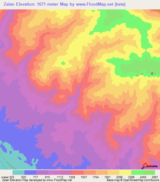 Zalan,Iran Elevation Map