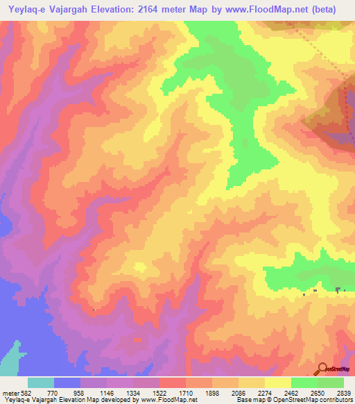 Yeylaq-e Vajargah,Iran Elevation Map