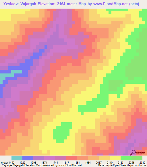 Yeylaq-e Vajargah,Iran Elevation Map