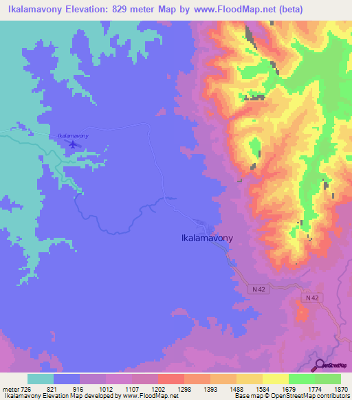 Ikalamavony,Madagascar Elevation Map