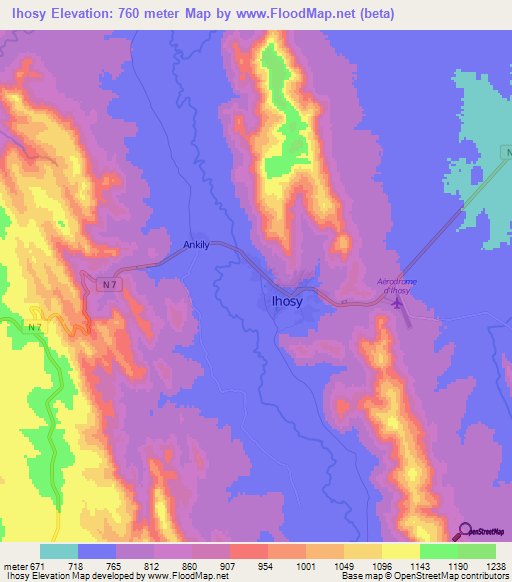 Ihosy,Madagascar Elevation Map