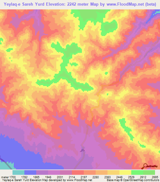 Yeylaq-e Sareh Yurd,Iran Elevation Map