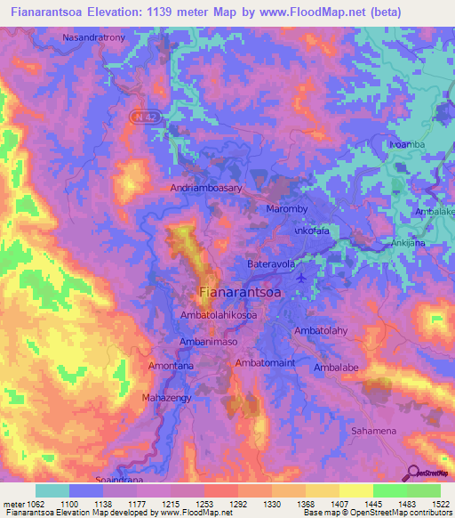 Fianarantsoa,Madagascar Elevation Map