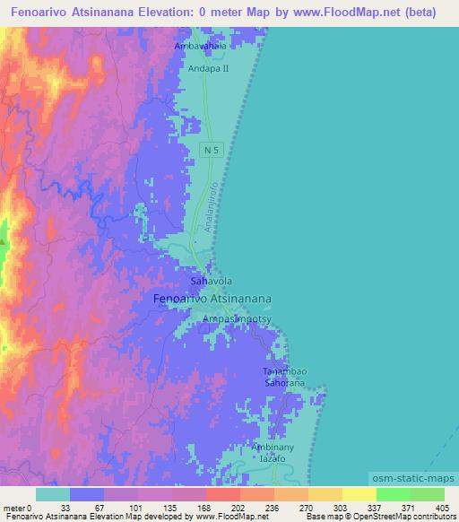 Fenoarivo Atsinanana,Madagascar Elevation Map