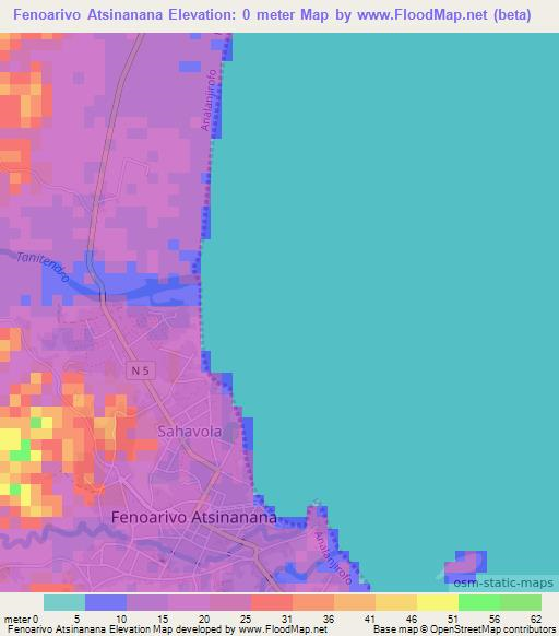 Fenoarivo Atsinanana,Madagascar Elevation Map