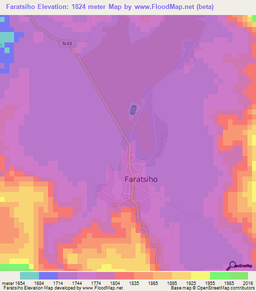 Faratsiho,Madagascar Elevation Map