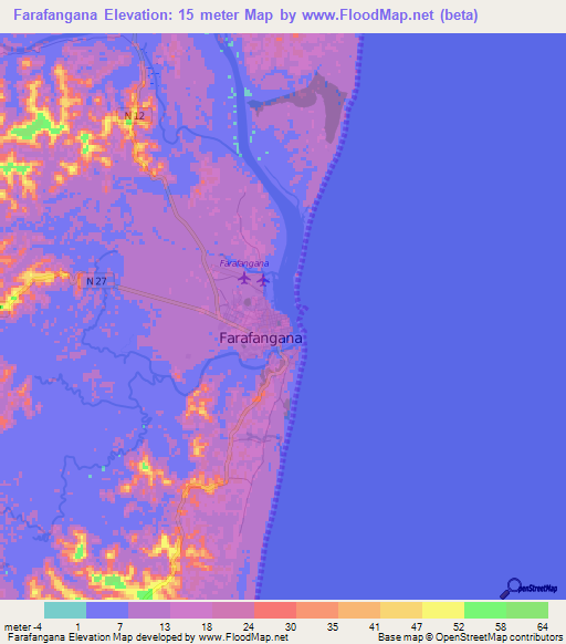 Farafangana,Madagascar Elevation Map