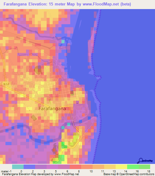 Farafangana,Madagascar Elevation Map