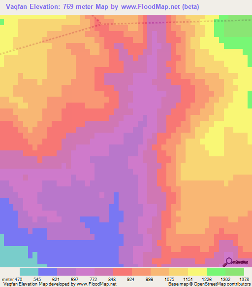Vaqfan,Iran Elevation Map