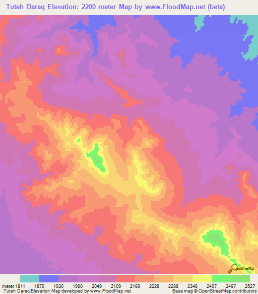 Tuteh Daraq,Iran Elevation Map