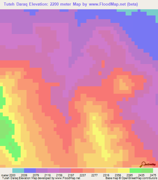 Tuteh Daraq,Iran Elevation Map