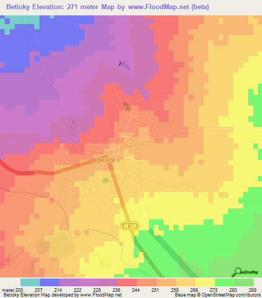 Betioky,Madagascar Elevation Map