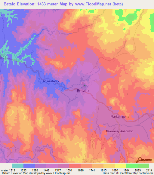 Betafo,Madagascar Elevation Map