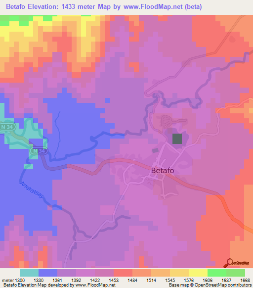 Betafo,Madagascar Elevation Map