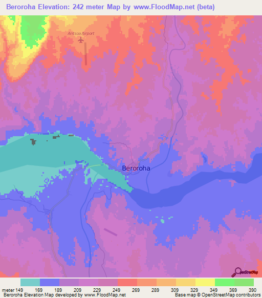 Beroroha,Madagascar Elevation Map