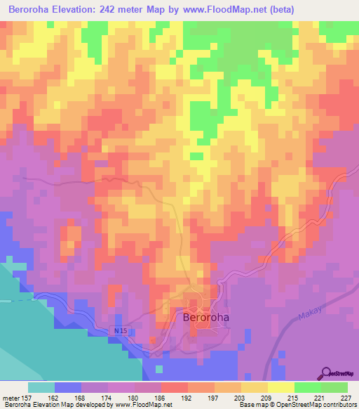 Beroroha,Madagascar Elevation Map