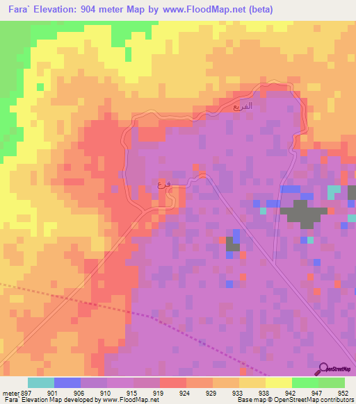 Fara`,Saudi Arabia Elevation Map