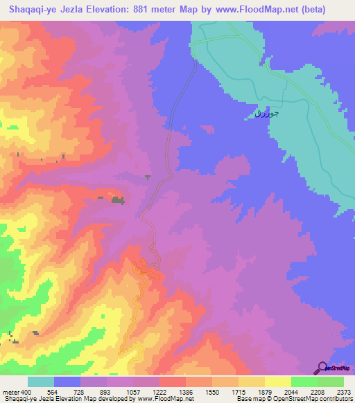 Shaqaqi-ye Jezla,Iran Elevation Map