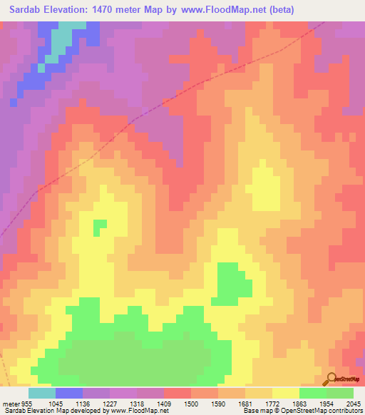Sardab,Iran Elevation Map