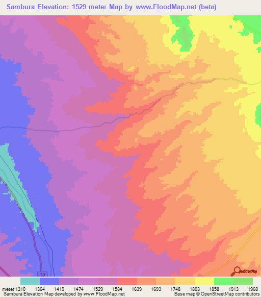 Sambura,Iran Elevation Map