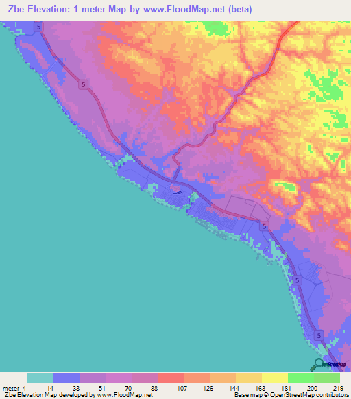 Zbe,Saudi Arabia Elevation Map