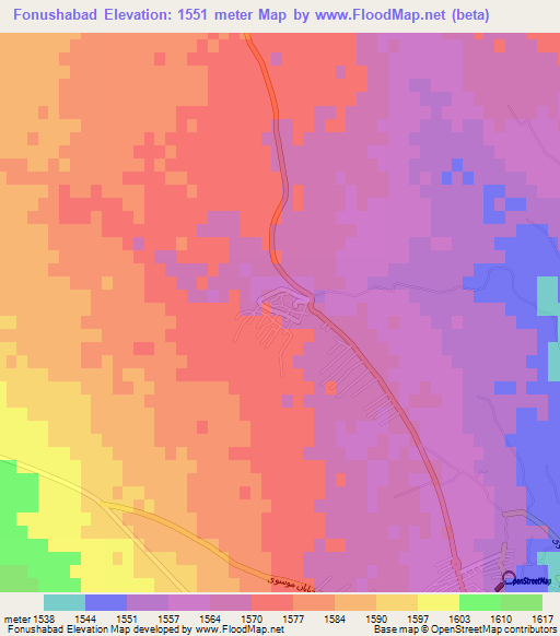 Fonushabad,Iran Elevation Map