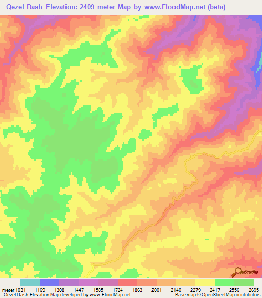 Qezel Dash,Iran Elevation Map