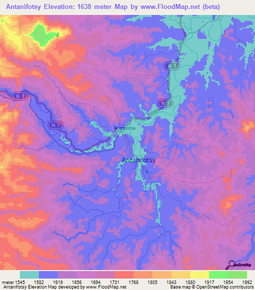 Antanifotsy,Madagascar Elevation Map