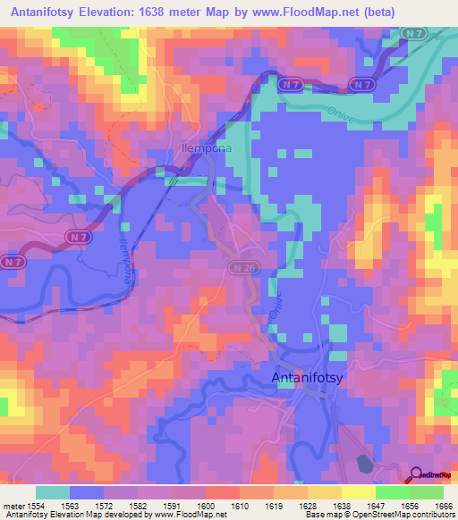 Antanifotsy,Madagascar Elevation Map