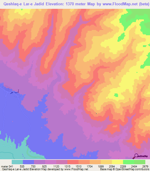 Qeshlaq-e Lar-e Jadid,Iran Elevation Map