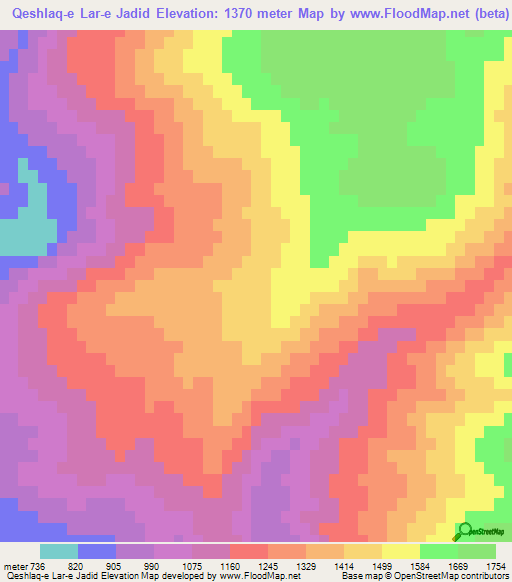 Qeshlaq-e Lar-e Jadid,Iran Elevation Map