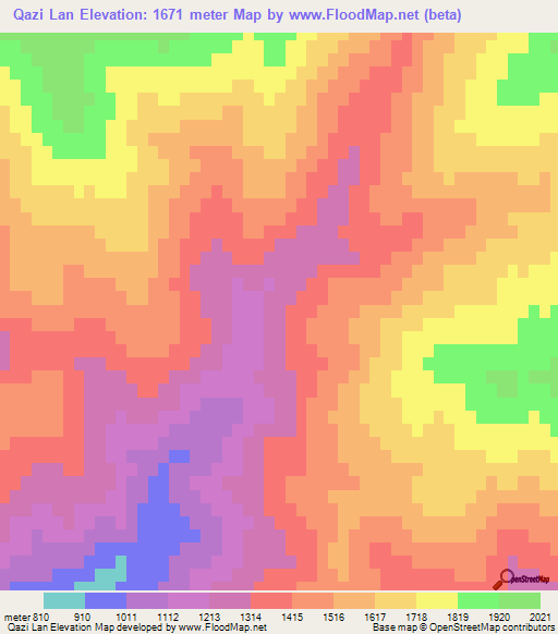 Qazi Lan,Iran Elevation Map