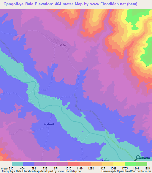 Qanqoli-ye Bala,Iran Elevation Map