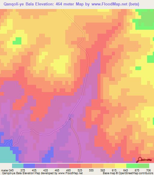 Qanqoli-ye Bala,Iran Elevation Map